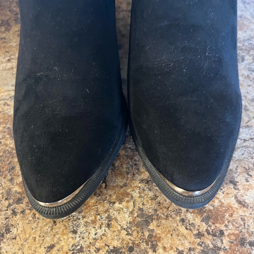 Dingo Black Suede Cowboy Boots with Silver‎ Chain Size 6 - Picture 4 of 5